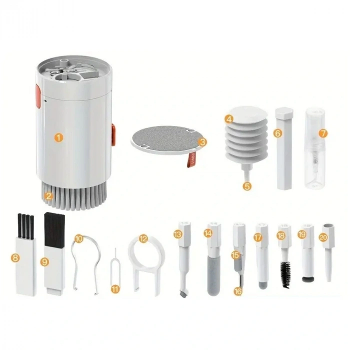 20 Parça Çok Fonksiyonlu Bilgisayar Temizleme Seti Klavye Cep Telefonu Kablosuz Kulaklık Temizleme Kalemi Toz Alma Multi Temizlik Kiti 20in1 (5047)