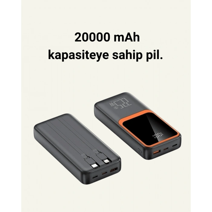 20000 mAh Taşınabilir Powerbank | Çok Kablolu, Hızlı Şarj Destekli (22.5W)