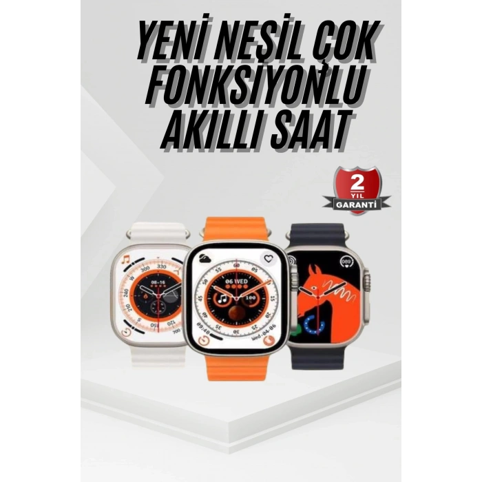 2025 Model Akıllı Saat Kordon Hediyeli Çağrı Cevaplama Uzun Pil Süreli Android İOS Uyumlu