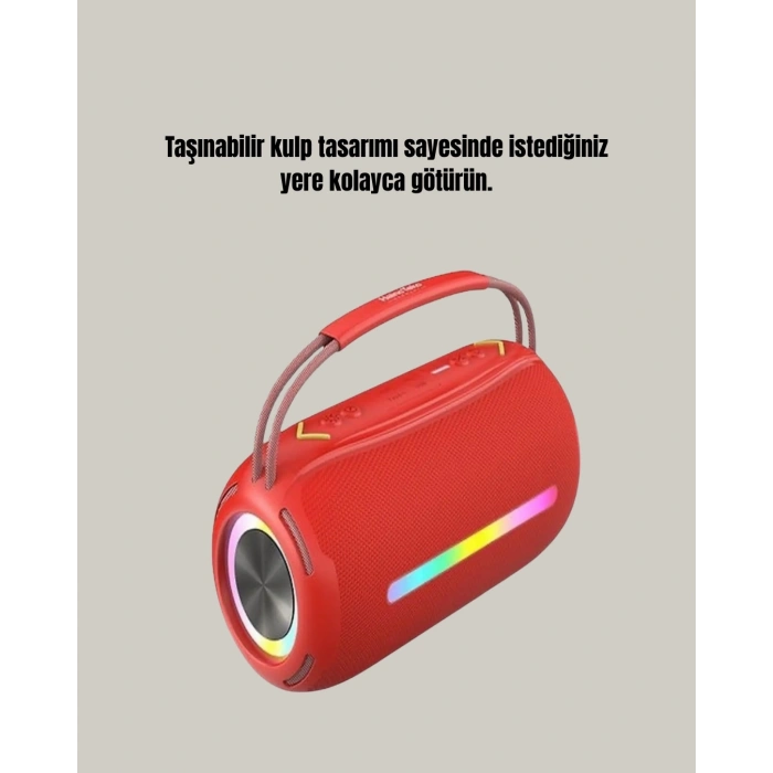 20W Güçlü Ses Çift Sürücülü RGB LED Işıklı Bluetooth 5.3 Hoparlör