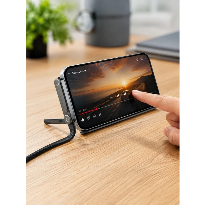 240W Type-C Telefon Standlı Örgülü Şarj ve Data Kablosu