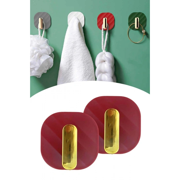 2li Yapışkanlı Retro Askılık Dolap Kapak Kulpu Kırmızı (5047)