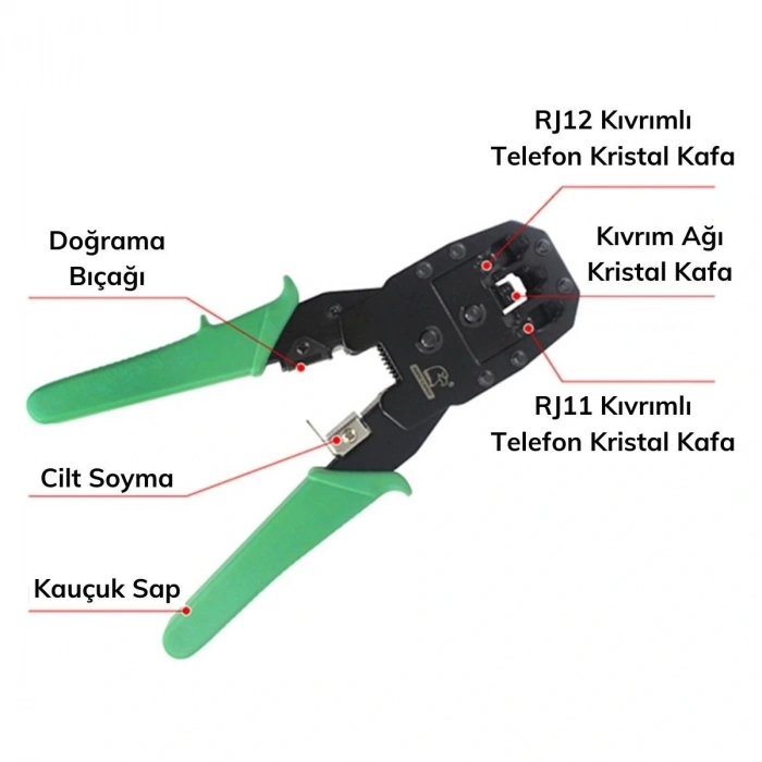 3'ü 1 Arada Modüler Kablo Sıkma,Soyma ve Kesme Pensesi (5047)