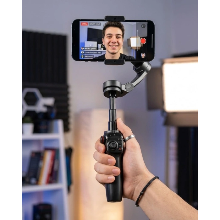 3 Eksen Telefon Gimbal Stabilizer Video Sabitleyici Vlog ve Çekim Aparatı