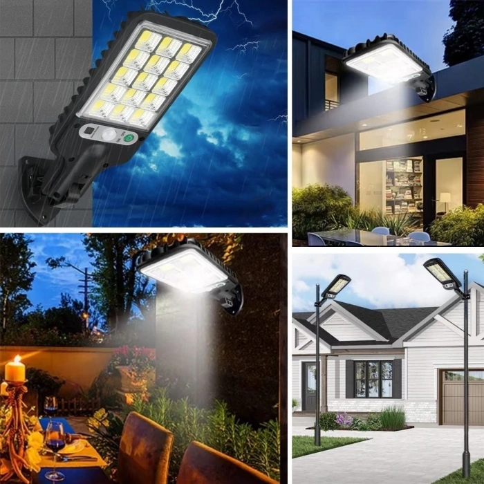 3 Farklı Işık Modlu Güneş Enerjisiyle Şarj Olan Dış Mekan Uyumlu Kumandalı Solar Duvar LEDİ