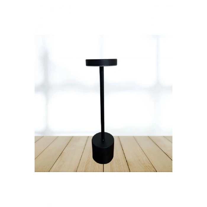 3 Işık Renkli Şarjlı Dim Edilebilir Lüks Masa Lambası Gece Lambası Siyah Renk