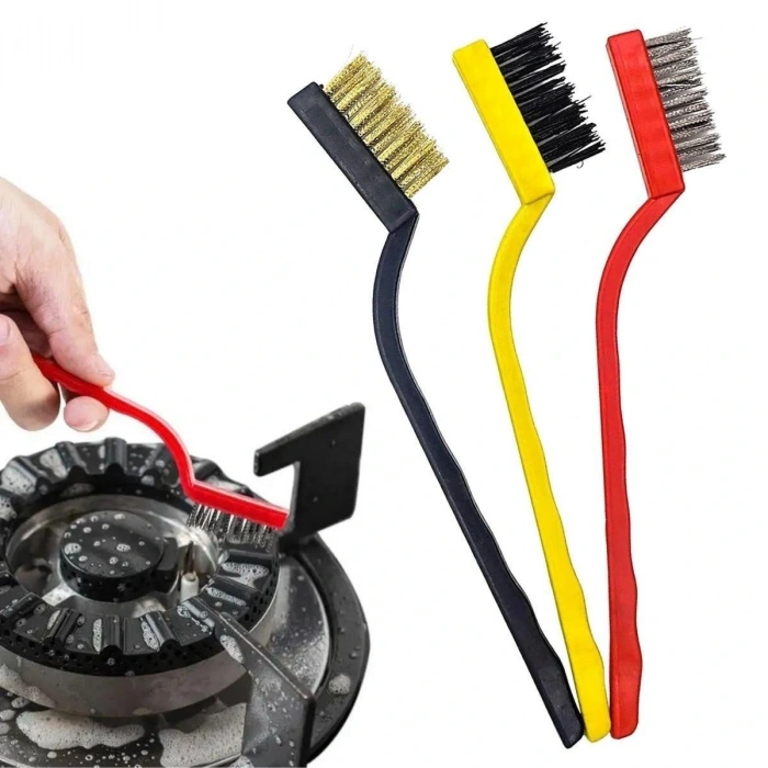 3 lü Detaylı Temizlik Bakır,Demir ve Sert Plastik Tel Fırça (5047)