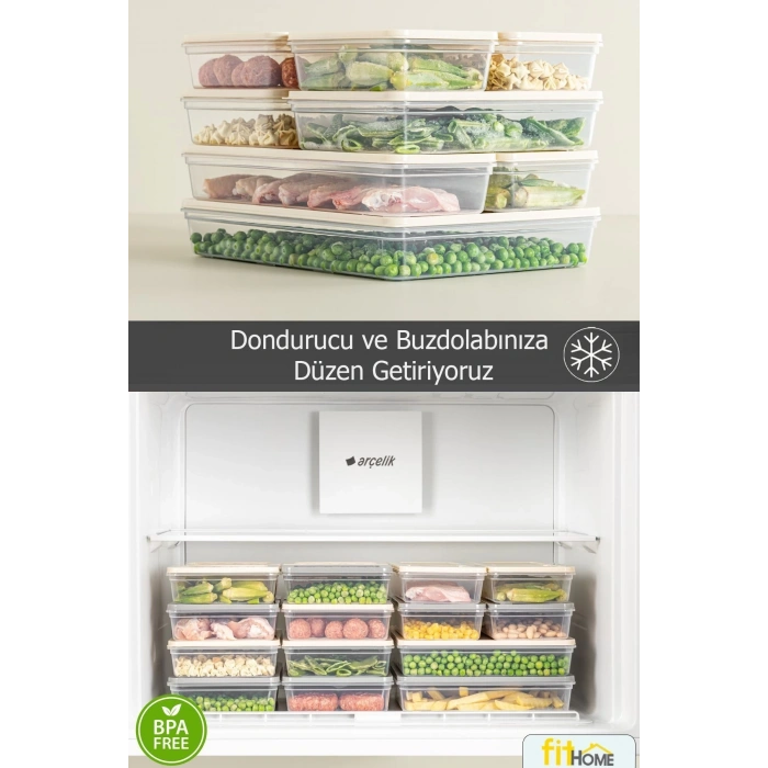 3lü Set Buzluk Buzdolabı Difriz Organizeri Mikrodalgaya Uygun Hava Almaz Saklama Kabı