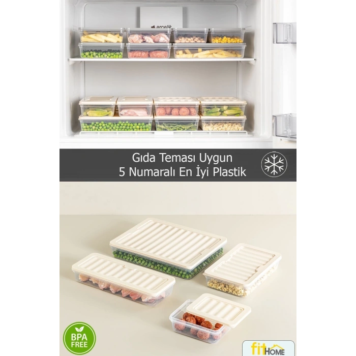 3lü Set Buzluk Buzdolabı Difriz Organizeri Mikrodalgaya Uygun Hava Almaz Saklama Kabı