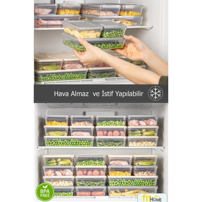 3lü Set Buzluk Buzdolabı Difriz Organizeri Mikrodalgaya Uygun Hava Almaz Saklama Kabı