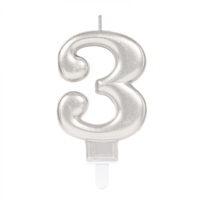 3 Rakam Mum Gümüş Renk Bx40