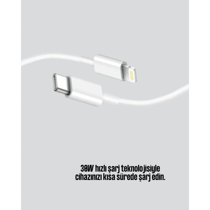 30W Type-C Lightning Hızlı Şarj Kablosu 1.2m iPhone Uyumlu