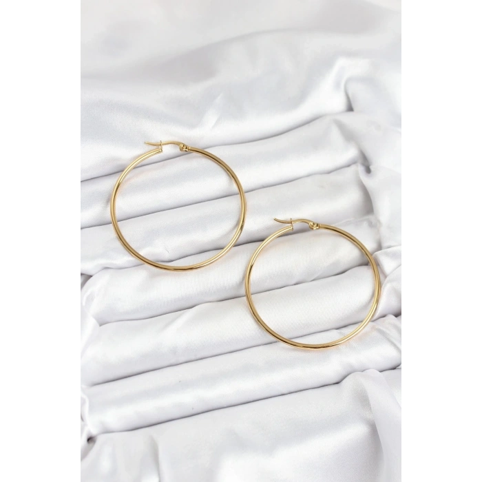 316L Çelik Gold Renk 45 mm Halka Kadın Küpe