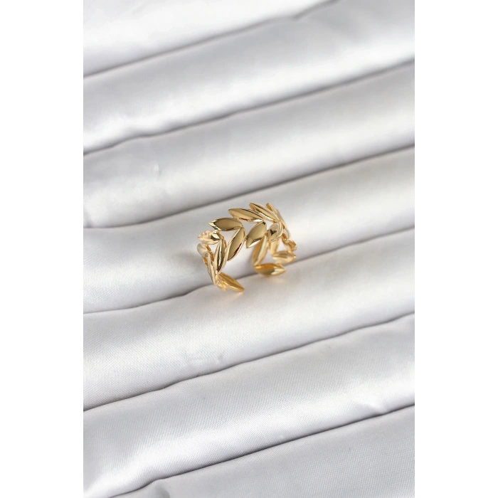 316L Çelik Gold Renk Başak Figür Kadın Yüzük