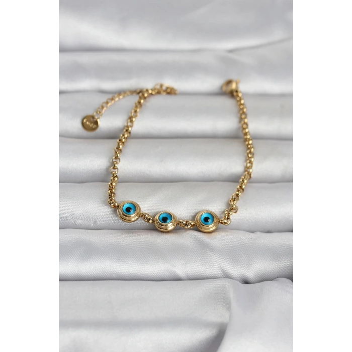 316L Çelik Gold Renk Nazarlı Kadın Bileklik