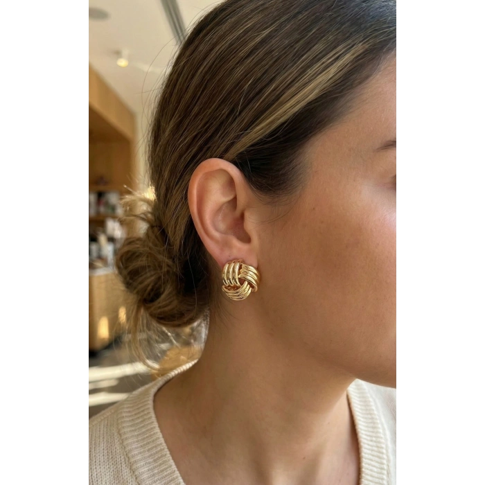 316L Çelik Gold Renk Sarmal Model Kadın Küpe