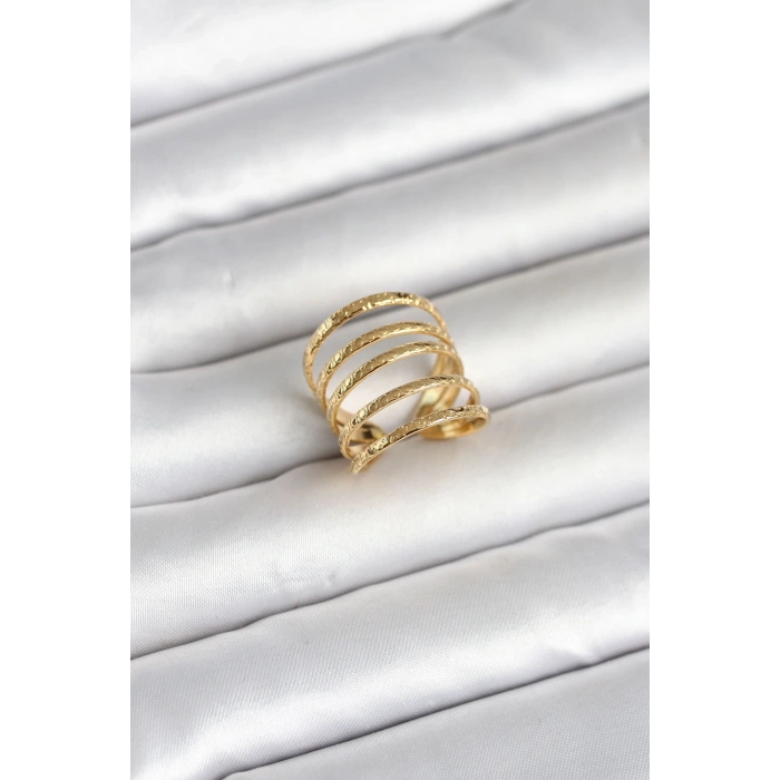 316L Çelik Gold Renk Sıralı Model Kadın Yüzük