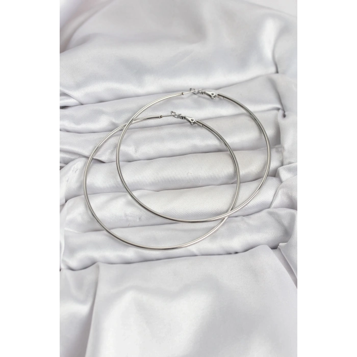 316L Çelik Gümüş Renk 75 mm Halka Küpe