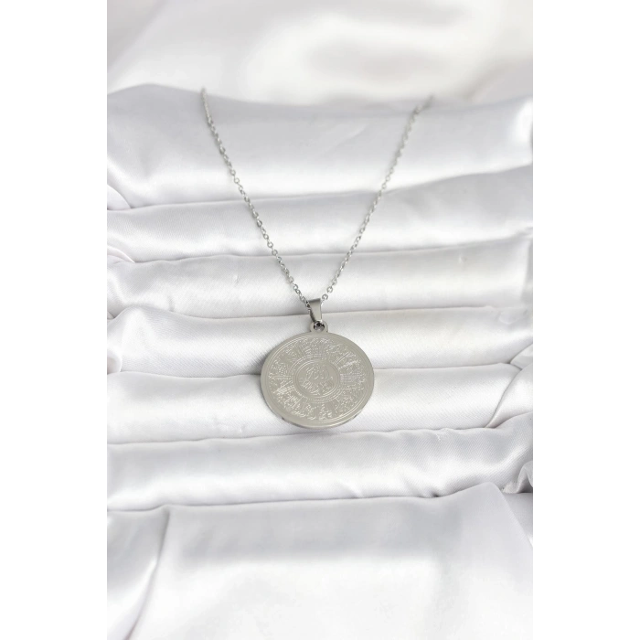 316L Çelik Gümüş Renk Ayetel Kürsi Yazılı Kolye