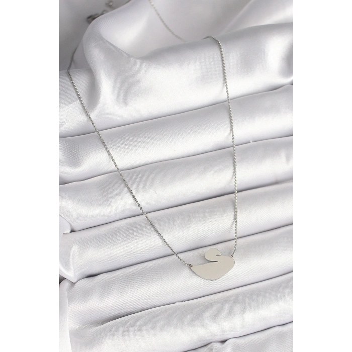 316L Çelik Gümüş Renk Zincir Kuğu Model Kadın Kolye