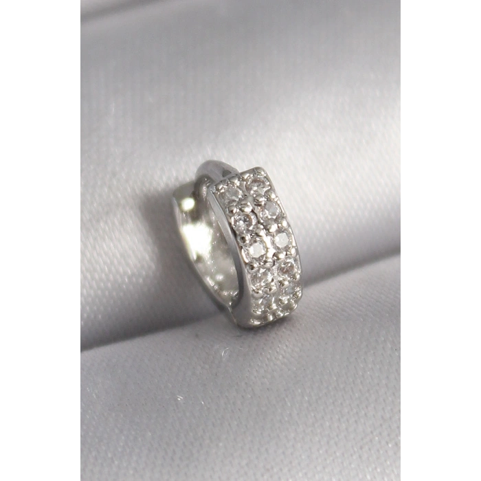 316L Çelik Gümüş Renk Zirkon Taşlı Tragus Piercing