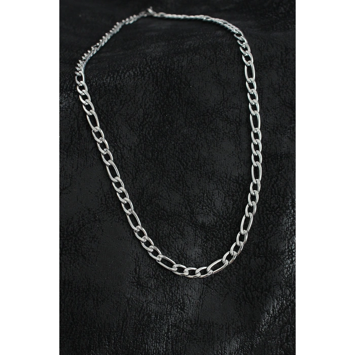 316L Çelik Kalın Figaro Zincir Model Gümüş Renk Erkek Kolye