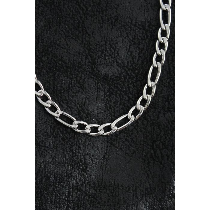 316L Çelik Kalın Figaro Zincir Model Gümüş Renk Erkek Kolye