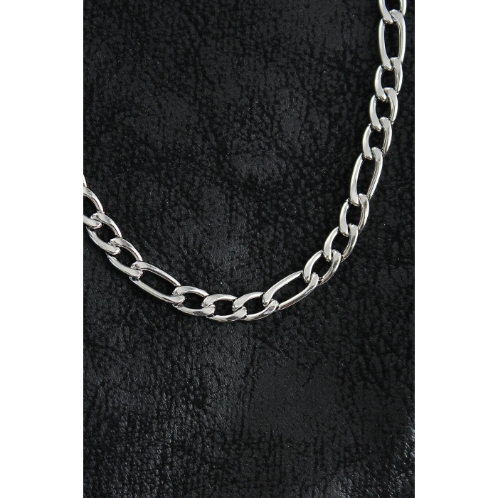 316L Çelik Kalın Figaro Zincir Model Gümüş Renk Erkek Kolye