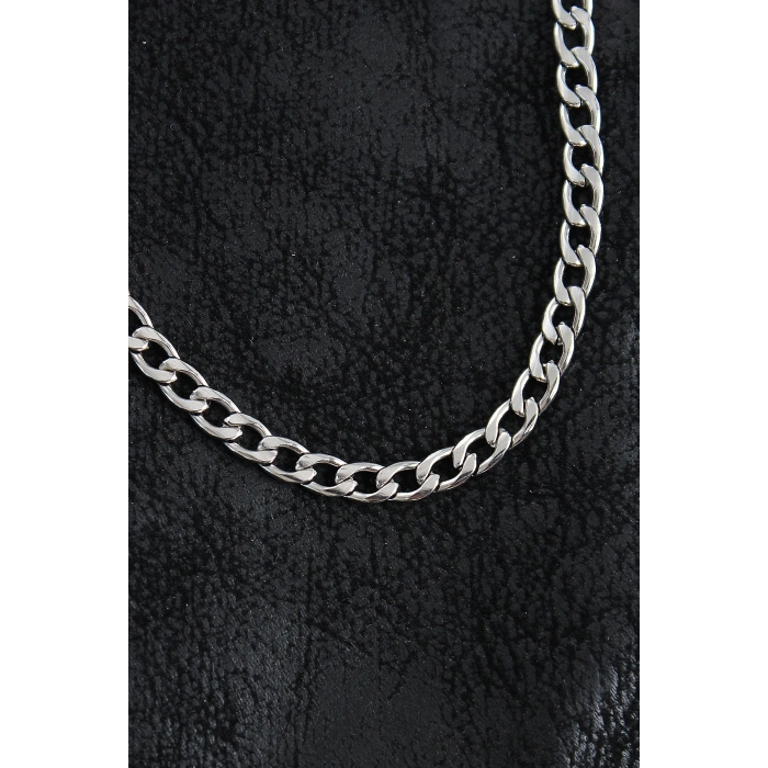 316L Çelik Kalın Klasik Zincir Model Gümüş Renk Erkek Kolye