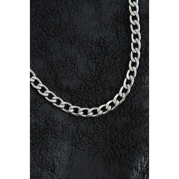 316L Çelik Kalın Klasik Zincir Model Gümüş Renk Erkek Kolye