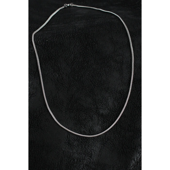 316L Çelik Örme Zincir Model Gümüş Renk Erkek Kolye