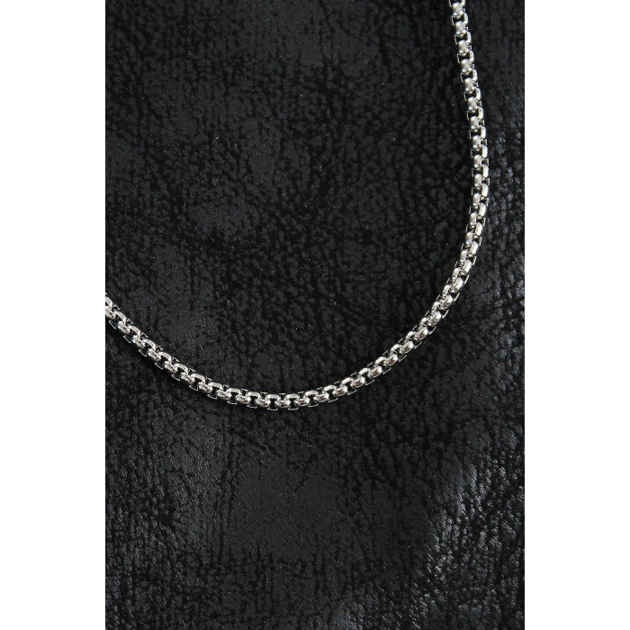 316L Çelik Örme Zincir Model Gümüş Renk Erkek Kolye