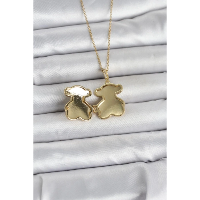 316L Çelik Zincir Gold Renk Ayıcık Model Açılabilir Kadın Kolye