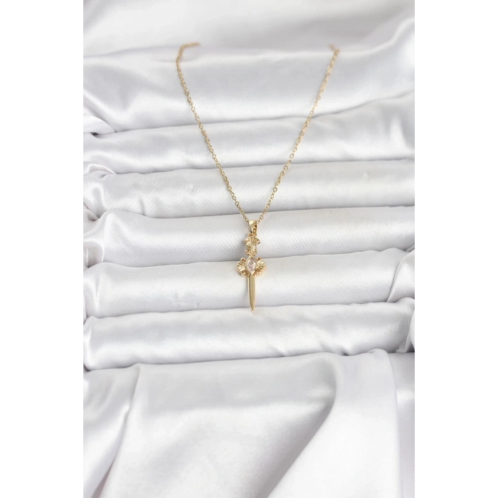 316L Çelik Zincir Gold Renk Kılıç Model Kadın Kolye