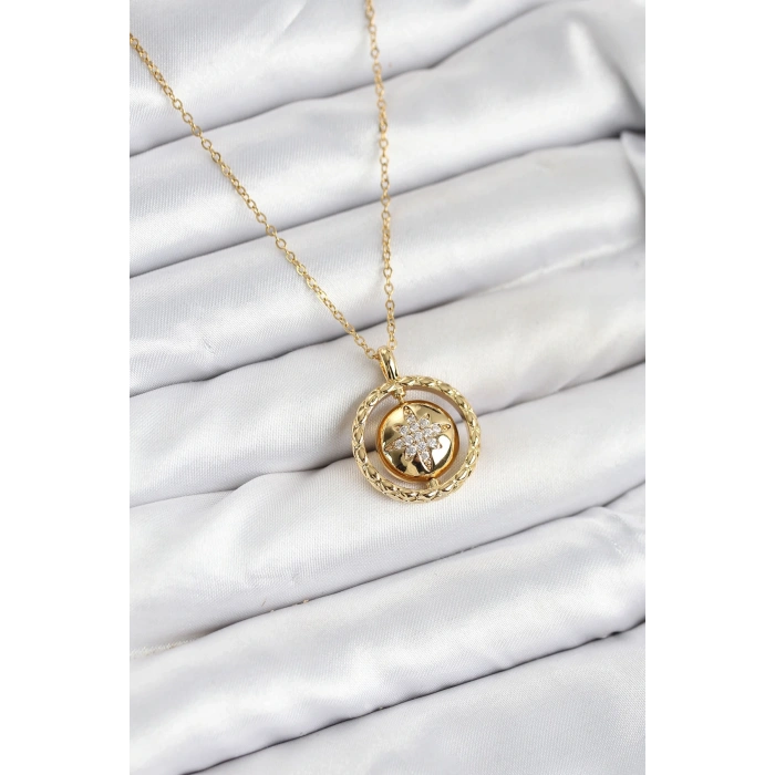 316L Çelik Zincir Gold Renk Kutup Yıldızı Model Kadın Kolye