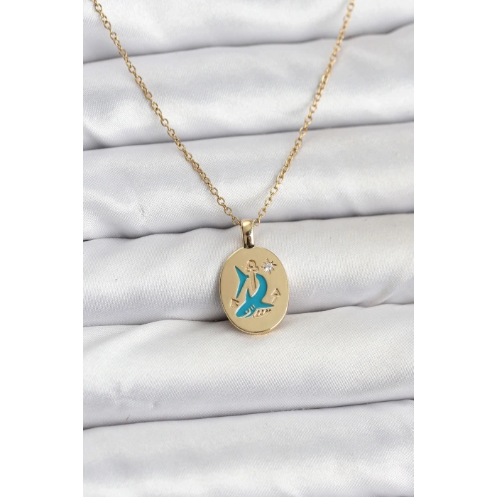 316L Çelik Zincir Gold Renk Shark Figür Kadın Kolye