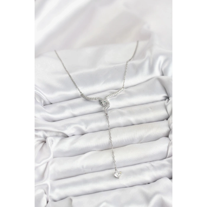 316L Çelik Zincir Gümüş Renk Yılan Model Y Kolye