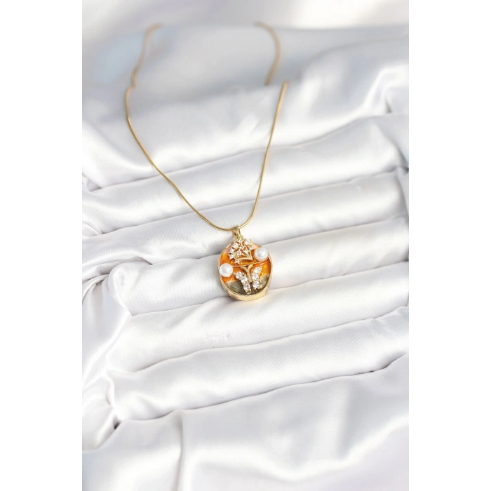 316L Çelik Zincir Kelebek Model Sanatsal Portre Kadın Kolye