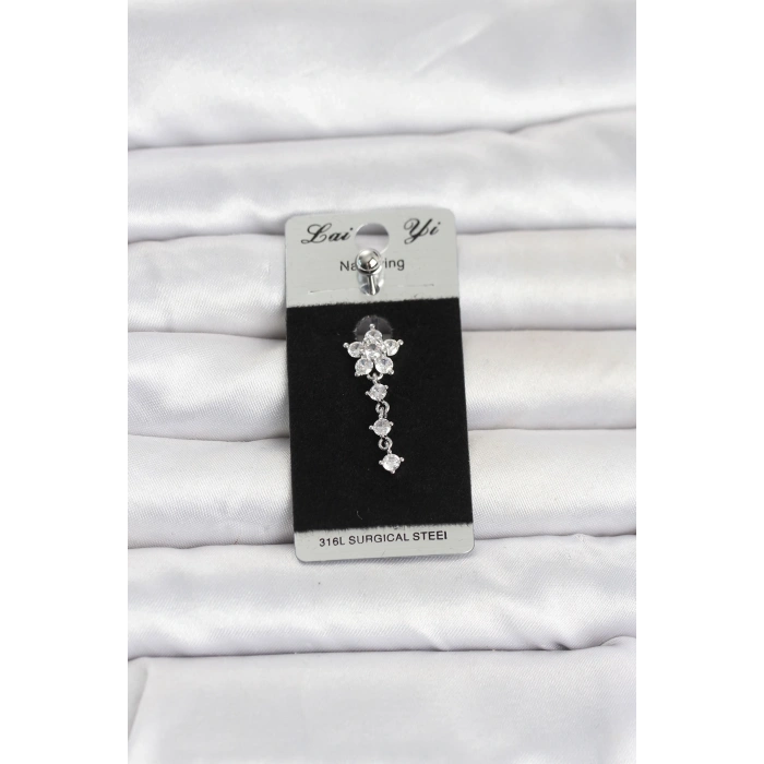 316L Cerrahi Çelik Sallantılı Çiçek Model Göbek Piercing