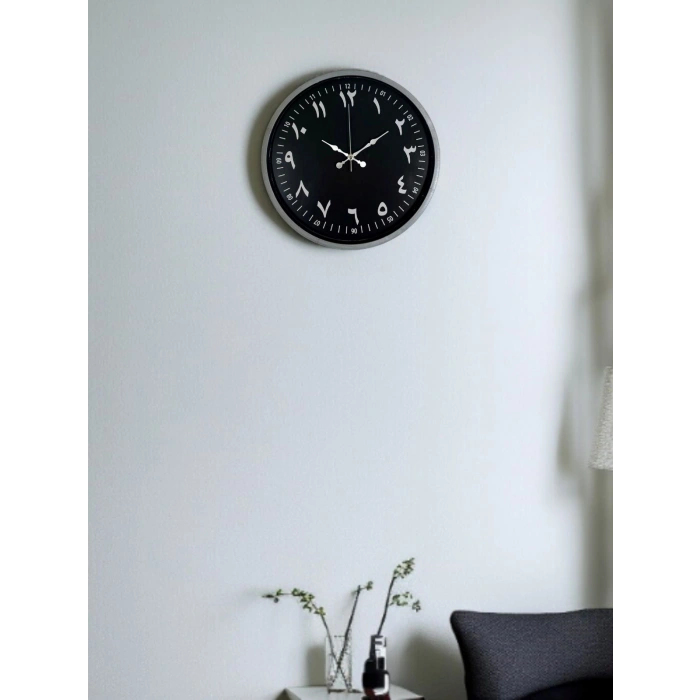 36 Cm Gri Arapça Rakamlı Duvar Saati