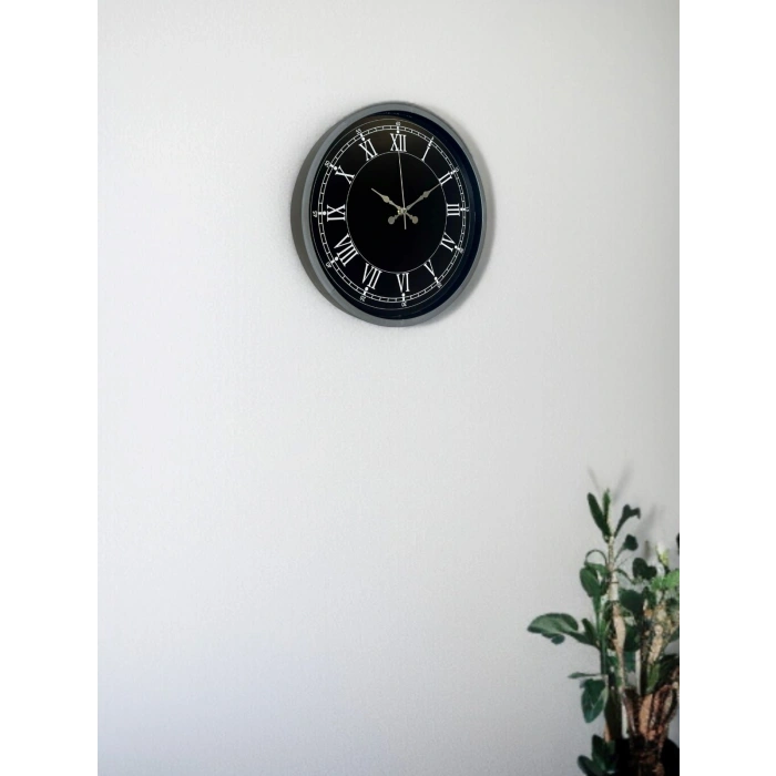 36 Cm Gri Roma Rakamlı Zarif Duvar Saati