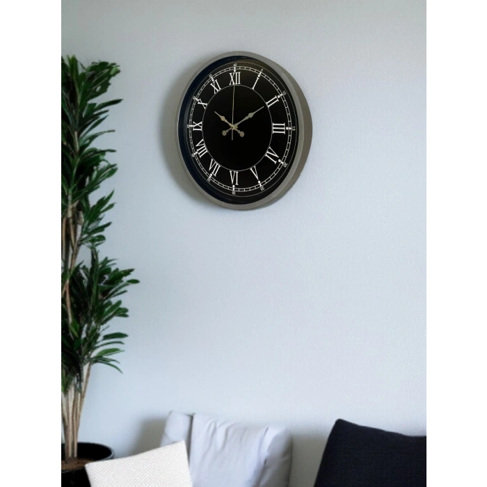 36 Cm Gri Roma Rakamlı Zarif Duvar Saati