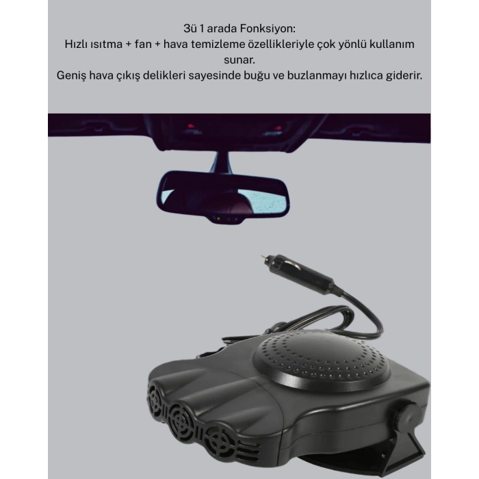 360° Ayarlanabilir Araç İçi Isıtıcı ve Fan