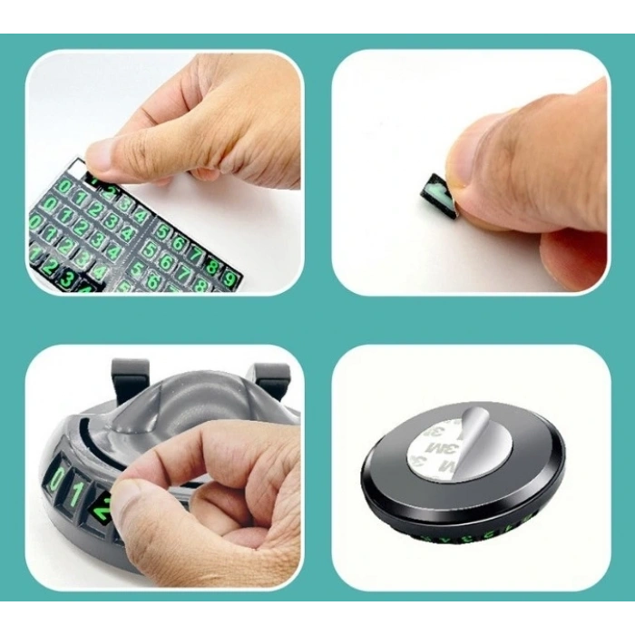 360° Dönebilen Yapışkanlı Numaratörlü Araç Telefon Tutucu (5047)