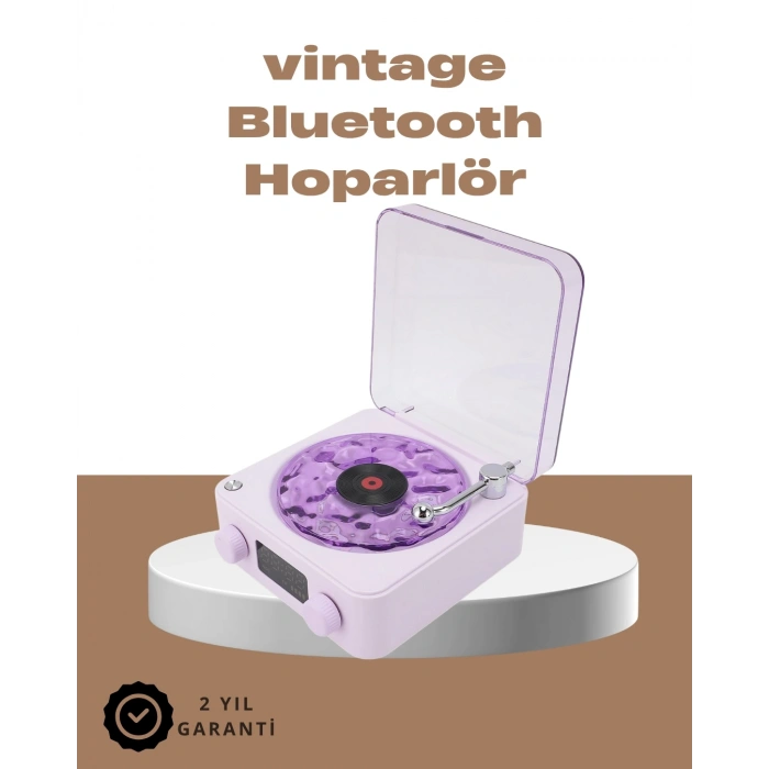 360° Sesli Kablosuz Hoparlör – Retro Tasarım ve Projektör Işığı