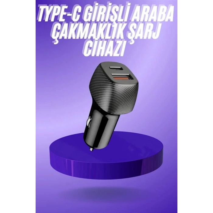 38W USB Type-C Girişli Oto Çakmaklık Araç İçi Hızlı Şarj Çakmaklık Şarj Aleti