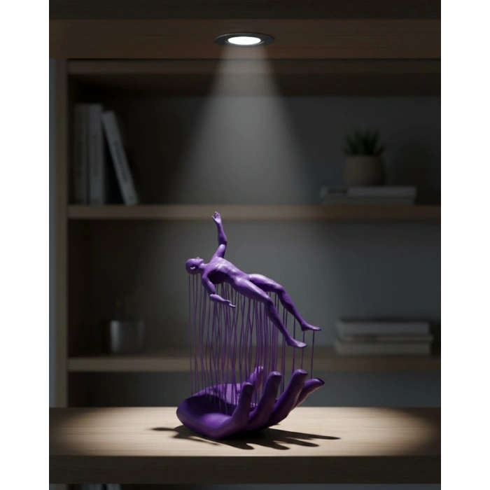 3D El Üzerinde İnsan Figürü Mor Soyut Tasarım Dekor Biblo