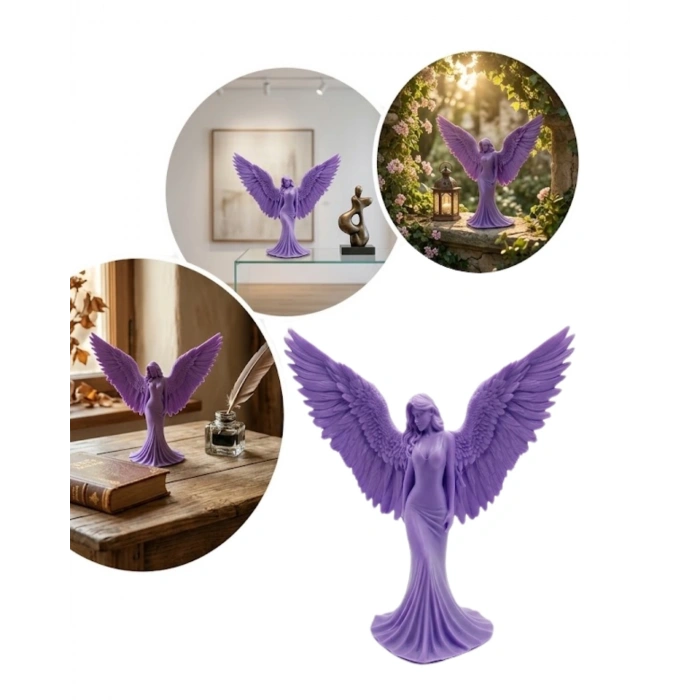 3D Lila Melek İnsan Biblo Estetik Dekoratif Obje