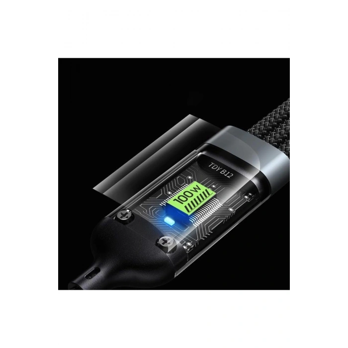 3in1 100w Hızlı Şarj Ve Data Kablosu, 1.2m Halat Örgü Kırılmaz Uç, Usb-c Lightning Micro Uyumlu, Dayanıklı Çoklu Cihaz Şarj Kablosu