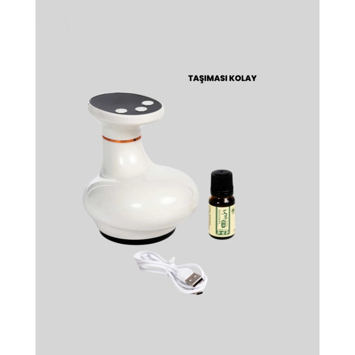 3’ü 1 Arada Şarjlı Masaj Cihazı Kupa Terapisi Sıcak Kompres Gua Sha